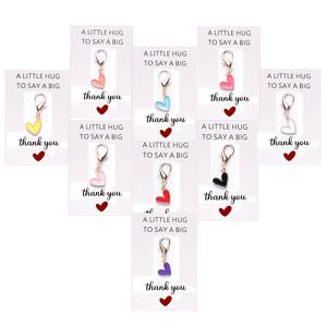 TEMU 12개 세트 아연 합금 하트 키체인 세트 + 감사 카드 - 파스텔 핑크, 블루, 옐로우, 퍼플 & 골든 랍스터 클라스프 참 - 내구성 좋은 커플 키링 (선생님, 엄마, 선물) - 대량 구매, 결혼식, 졸업, 크리스마스 선물