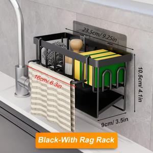 TEMU 2025년형 두꺼운 다기능 주방 싱크대 정리대 (수건 걸이 포함) - 튼튼한 금속 구조, 자가 배수 트레이 & 설거지 세제 디스펜서, 공간 절약형 싱크대 밑 수납 (주방, 욕실용) - 간편한 설치, 주방 싱크대 정리대|싱크대