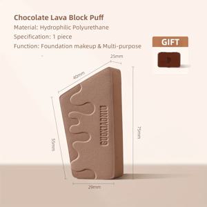 TEMU 1개 GUOXIAONIU 초콜릿 라바 스펀지 메이크업 브러쉬 - 양면 습식/건식 파운데이션 도구, 천연 라텍스 소재, 얼굴, 목, 몸 다중 표면 적용 - 민감성 피부, 밝은 피부 타입에 적합, 얼굴용 메이크업 브러쉬, 인체공학적 손잡이