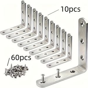 TEMU 70개 헤비듀티 L자형 직각 브래킷 세트 (70개) - 90도 코너 브레이스, 사전 구멍 뚫림 및 나사 포함 - 가구, 선반, 캐비닛, 테이블, 책상용 금속 조인트 지지대