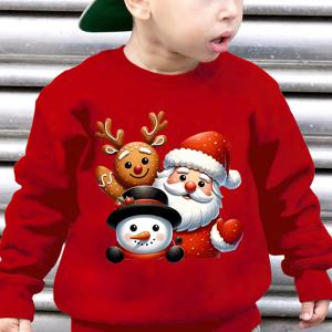 TEMU 남아용 가을/겨울 패션 플리스 스웨트셔츠. 인형, , 눈의 아이들 캐릭터 프린트. 루즈핏 긴팔 풀오버 후드티 WY4816.