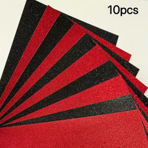 TEMU 10장 블랙 & 레드 글리터 카드스톡 종이 - 고중량 250g A4 사이즈 (레드 블랙 엣지) 스크랩북, 파티 장식, DIY 공예, 반짝이는 선물 포장용 - 기계 호환 광택 글리터 시트