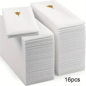 TEMU 16개 크리스마스 트리 금박 린넨 냅킨, 두꺼운 일회용 손수건, 21.5*10cm, 8.46*3.94인치 긴 스트립 (파티 및 이벤트, 결혼식, 크리스마스 및 축하 행사용), 축제 테이블 장식, 냅킨 노트북, 매듭 스퀘어스 낱킨, 에티저 냅킨, 치즈 스퀘어스 낱킨, 펄 달러 냅킨