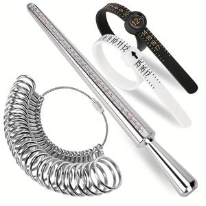 TEMU 전문가용 반지 사이즈 측정 도구 세트. 조절 가능한 반지 코 게이지 및 사이즈 스케일이 특징입니다. US 사이즈 0-13 (Eu/Uk/일본 사이즈와 호환)로 적합하며 재사용 가능한 줄자, 주얼리 제작 키트가 포함되어 있습니다.