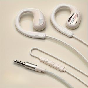 TEMU OKCSC 오픈 이어 공기 전도 헤드폰, ENC 마이크 & 인라인 컨트롤, USB-C/3.5mm 듀얼 플러그 유선 스포츠 헤드셋, 유연한 이어 후크, 가벼운 스테레오 사운드, 러닝, 사이클링, 오피스용 - 스마트폰/태블릿 (케이스 미포함)|헤드폰