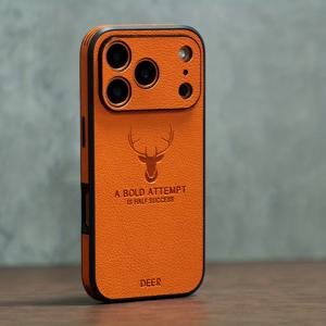 TEMU 아이폰 17 16 15 14 13 12 11 Pro Max Plus 에어 케이스 충격 방지 카메라 보호 아머 커버용 고급 인조 가죽 질감 사슴 패턴 소프트 범퍼 케이스