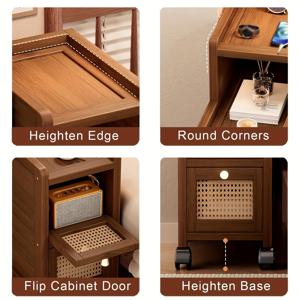 TEMU 1개 빈티지 침대 옆 테이블 (수납 캐비닛 포함) - 초박형 공간 절약형 나이트 스탠드, 서랍이 있는 컴팩트 다기능 사이드 테이블, 작은 침실, 거실, 기숙사를 위한 튼튼한 나무 구조 - 간편한 조립, 견고한 디자인, 레트로 장식, 침대옆 사이드테이블, 협탁, 침대 선반, 수납장|침대협탁