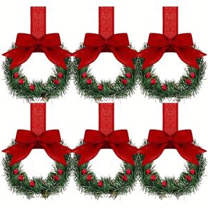 TEMU 6개 우아한 빨간색 & 녹색 크리스마스 화환 (빨간색 리본 포함) - 현관문, 벽난로, 현관, 벽을 위한 튼튼한 플라스틱 장식 - 간편한 걸이, 축제 분위기의 홈 & 가든 장식, 시즌별 디스플레이, 크리스마스 화환 장식, 크리스마스 장식, 현관문장식, 크리스마스 리스 원형, 문장식, 현관문 장식, 가랜드