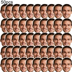 TEMU 25/50개 맞춤형 얼굴 스티커 - 나만의 사진으로 커스텀 얼굴 컷아웃, 생일, 결혼식, 미혼녀 파티용 광택 컨페티 - 대량 얼굴 마스크 같은 템플릿 (종이/플라스틱 호환) - 파티|마스크