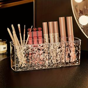 TEMU 우아한 투명 아크릴 메이크업 브러쉬 정리함 - 가볍고 휴대하기 쉬운 립스틱, 아이브로우 펜슬, 아이섀도우 등 보관용, 화장대 및 거울장 캐비닛에 적합, 화장대 정리함 | 우아한 정리함 | 내구성 있는 플라스틱, 화장품 정리함, 화장품 보관함, 디자인,뷰티 애호가