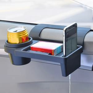 TEMU 차량용 도어 사이드 오거나이저 - 컵 홀더, 휴대폰 홀더 및 다중 수납공간 포함 - 헤비듀티 블랙 대시보드 트레이 (SUV, 세단, 트럭용) - 공간 절약형 도어/벽 부착 액세서리 (드릴링 필요 없음)