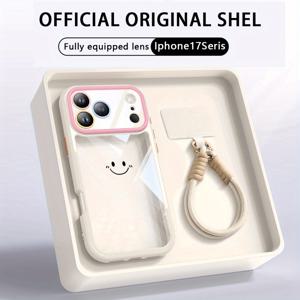 TEMU 폰 케이스: 귀여운 스마일 패턴 강화 보호 컬러풀 크림 폰 케이스 (걸이 끈 포함) - 아이폰 X/11/12/13/14/15/17/플러스/프로/프로맥스 호환, 낙하, 스크래치, 스크린 파손 방지 디자인, 편안한 그립감, 크리스마스, 부활절, 할로윈, 생일/발렌타인데이 남성, 여성, 가족을 위한 완벽한 선물