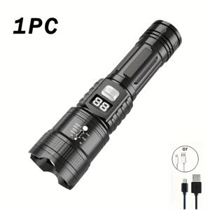 TEMU 2개/1개 강력한 조절 가능한 LED 손전등, USB 충전, 디지털 디스플레이, 1500루멘, 3가지 모드, 야외, 순찰, 캠핑, 낚시, 하이킹, 자동차 수리, 비상, , 어르신, 친구, 할로윈, 크리스마스 선물|후레쉬