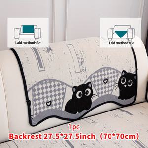 TEMU 1개 블랙 & 화이트 고양이 패턴 소파 쿠션 커버 & 반려동물 친화적 소파 - 샤넬 패브릭 소파 패드, 퀼팅 엣지, 세탁기 사용 가능, 1/2/3/4인용 소파 및 섹셔널 소파용 (커버 분리 불가)|쿠션커버|소파패드