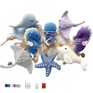 TEMU 1세트(8개) 수제 뜨개질 원단 해양 동물 인형 재료 가방, 귀엽고 정교한 크리스마스 스타일 DIY 키트, 크리스마스에 최고의 친구와 여자친구에게 깜짝 선물하세요