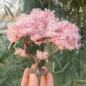 TEMU 1개 리얼리스틱 미니어처 복숭아꽃 나무 모델 - 내구성 있는 플라스틱 가지와 녹색 잎 - DIY 모래 테이블, 기차 레일웨이 레이아웃, 모델 풍경, 디오라마, 인형의 집 및 공예 프로젝트용 미니어처 조경 그린리 - 디테일