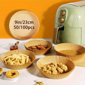 TEMU 100/50장 에어프라이어 & 전자레인지용 논스틱 양지 - 일회용 베이킹 시트, PFOA 프리 그리스프루프 왁스프리 (100/50장) - 오븐, 컨벡션 오븐 및 상업용 주방 호환 - 헤비|에어프라이어