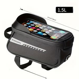 TEMU 1개 고가시성 블랙 자전거 핸들바 가방 - 헤비듀티 조절 가능 자전거 보관용 - 무료 마운트 포함, 대용량 핸들바 가방 (휴대폰, 열쇠, 필수품 수납), 야간 주행 안전 장비 (도로 & 산악용)