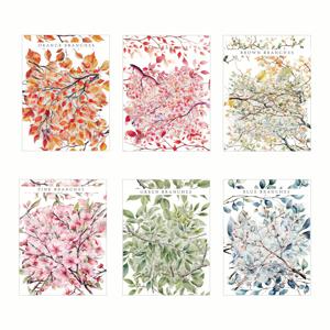 TEMU 120개/6봉지 나뭇가지 PET 스티커 - 6가지 색상 봄 여름 가을 겨울 계절 잎 데칼, 자체 접착 광택 불규칙 모양 (블라썸, 라임, 핑크, 골든, 민트, 블루) DIY 스크랩북, 저널, 휴대폰 케이스, 노트북, 물병용