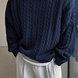 TEMU 남성용 라운드넥 니트 스웨터, 가을 겨울 패션 캐주얼 아웃팅 베이스 레이어 탑 1NM31