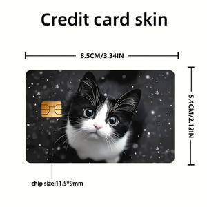 TEMU 귀여운 흑백 고양이 신용 카드 스티커 - 사랑스러운 탭비 디자인의 PVC 카드 보호대, 스크래치 방지 및 기포 방지, EBT, 교통, 열쇠, 신용 카드, 지갑 카드, 카드 스킨에 적합, 은행 카드 보호