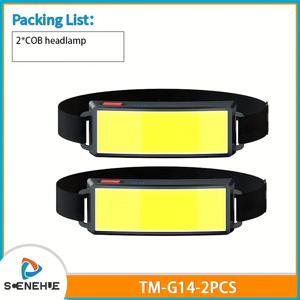 TEMU 2개 COB 하이 라이트 헤드램프, 휴대용 USB 충전식 LED 헤드램프, 밝은 배터리 수준 표시 라이트 (작업, 캠핑, 낚시, 비상 헤드라이트용), 캠핑 장비, 야외 조명, 컴팩트 디자인, 내구성 있는 구조, 충전식 헤드램프