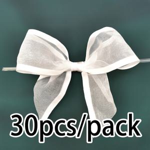 TEMU 30개 화이트 나일론 투명 오간자 리본 타이, 선물 포장, 크리스마스 트리 장식, 의류 장식, 헤어 액세서리, 모자 장식, DIY 공예, 데이 플로럴 아레인지먼트, 케이크 장식용 - 깃털 없음, 헤어 액세서리 제작,의류 장식,투명 패브릭 리본,보타이 액세서리,투명한 리본,화이트 오간자,재사용 가능한 품질,휴일 장식가,공예 애호가