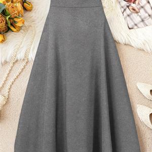 TEMU 여름 여성용 하이웨이스트 A라인 미디 스커트. 신축성 있는 허리 밴드가 키높이감과 슬림함을 강화하며, 피트트 신체에 완벽하게 어울리는 부드러운 드레이프 스타일. 봄, 여름에 다재다능하게 입기 좋습니다.