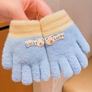 TEMU 1쌍 남아 & 여아 겨울 장갑 - 부드럽고 따뜻한 추운 날씨용 장갑, 파스텔 & 멀티컬러 (핑크, 블루, 화이트, 옐로우) - 세탁기 사용 가능, 내구성 있는 손 장갑, 스키, 눈놀이, 크리스마스 & 선물용