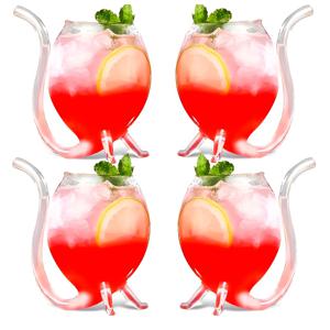 TEMU 하alloween 모임 및 믹스드링크에 이상적인 스트로우가 내장된 혁신적인 유리 용기 4종 세트 – 바, 펍, 나이트클럽에 적합한 вампир 테마 컵