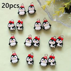 TEMU 10/20개 크리스마스 & 겨울 휴일 미니 플랫백 레진 참, 빨간 모자와 리본을 쓴 펭귄 - DIY 주얼리 만들기와 공예 프로젝트를 위한 귀여운 카와이 동물 펜던트