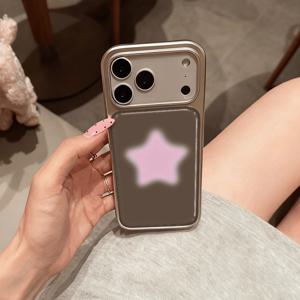 TEMU 휴대폰 케이스 - 아이폰 17 Pro Max/16 Pro/15 Plus/14/13용 전기 도금 레진 휴대폰 케이스, 핑크 별이 있는 브라운 베이스 디자인. 이 에폭시 레진 하드 쉘은 남자친구, , 자매 및 가족을 위한 귀여운 휴일 선물로 좋습니다.