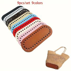 TEMU 9개/세트 9가지 색상 14.5Cm 핸드메이드 하윤 직조 가방 바닥 핸드메이드 직조 가방 베이스 액세서리 코바늘 뜨개질 여성 가방 PU 바닥판 세트, 가방 베이스 교체에 적합, 핸드메이드 가방 직조 가방, 지갑 제작 용품, 지갑 제작