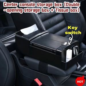 TEMU 3-in-1 무드릴 자동차 센터 콘솔 정리함 - 초고강도 ABS 소재, 안전 스트랩 포함, 대용량 조절 가능한 칸막이 & 미끄럼 방지 디자인, 듀얼 컵홀더 + 티슈 박스 사이드 액세서리 - 여름 여행 필수품 (대부분의 차종 호환)