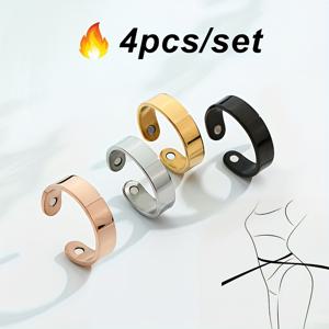 TEMU 4/1개 초강력 자성 필드 반지, 스타일리시하고 맞춤형 304L 304L 스테인리스 스틸 이중 자성 주얼리 액세서리, 8MM 남녀공용 반지, 기념품 - 친구를 위한 선물 - 결혼식 - 완벽한 약혼 반지 세트, 남녀 모두에게 적합 | 자석