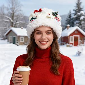 TEMU 1개 크리스마스용 편안하고 따뜻한 귀 보호 어부 모자 | 여성용, 손세탁 또는 드라이 크리닝, 가벼움, 버킷햇, 판타지 테마, 브랜드: BREITER