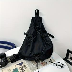 TEMU 남녀 공용 대용량 옥스포드 원단 백팩 - 튼튼한 통근 및 여행용 백팩, 조절 가능한 스트랩, 패딩 처리된 등판 및 앞면 포켓 - 튼튼한, 헬스장, 비즈니스, 여행용 백팩 - 블랙, 여행용 백팩, 스포티한 디자인