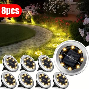 TEMU 태양광 스테인리스 스틸 접지등 8개, 자동 태양광 스위치 매립등, 따뜻한/흰색, 정원, 파티오, 테라스 통로, 잔디밭 진입로, 계단 및 산책로, 통로 조명, 정원 조명, 진입로 조명에 적합