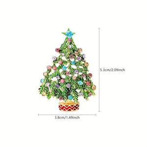 TEMU 우아한 브로치 핀 - 코트, 드레스 및 블라우스용 크리스마스 트리 칼라 액세서리, 녹색 & 금색 장식 핀과 빨간 리본 같은 걸이, 연중 파티 착용, 휴일 의상 선물 (코팅 없음)