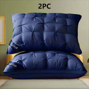 TEMU 1/2개 럭셔리 다섯 별 호텔 품질 베개 - 깊은 수면 목 지지, 고밀도 무탄력 올시즌 베개커버 화이트 새틴, 100% 폴리에스터 충전재, 진공 압축 포장, 화이트, 홈 컴포트, 퀼트 디자인, 원단, 지지 쿠션, 침구 애호가를 위한 독점, 침실 편안함, 모던 수면 액세서리, 내구성 있는 구조, 편안한 좌석 쿠션