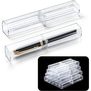 TEMU 20개 투명 펜 선물 상자 - 투명 플라스틱 대량 보관 케이스, 골드 액센트 뚜껑, 학교, 사무실, 기념품용 내구성 좋은 재사용 가능 정리함 - 볼펜, 연필, 마커에 적합 - 학생, 교사용 대량 포장|필통