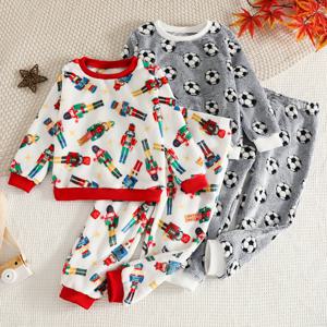 TEMU 4pcs 아기 겨울옷 세트 | 포근한 겨울 바지 세트, 유아 생일 선물, 야외용 긴팔 & 바지 세트로 완벽, 부드럽고 편안한 원단, 만화 패턴, 레귤러 핏, 약간의 스트레치