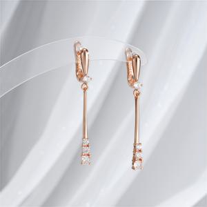 TEMU 로즈 골드 하이엔드 고급스러운 저자극성 구리 재질 도금 14K 여성 귀걸이 한 쌍, 우아하고 고급스러운 합성 시스탁 자이콘 인레이