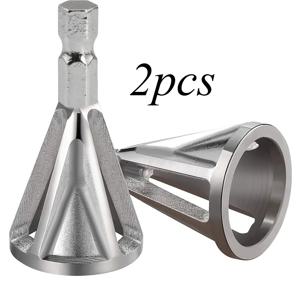 TEMU 새 코너 연마 도구 2개, 금속 버리 제거 및 외부 코너 연마용 척 드릴 비트 도구, 연마 각도 트리밍을 위해 설계되었으며 다양한 척 전동 드릴 도구에 적합합니다.