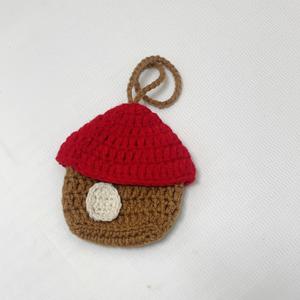 TEMU 1개 수제 크로셰 하우스 지갑 - 핸드메이드 미니 포켓 코인 퍼스 걸이 포함, 가벼운 휴대용 키/화장품 가방, 귀여운 선물 (크리스마스/할로윈) - 수제 크로셰, 무독성