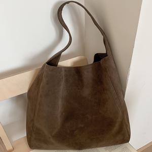 TEMU 퍼펙트 릴리 여성용 대용량 프린트 토트백 - 베이지/커피/나일론 핸드백, 고정 스트랩, 골드톤 하드웨어 프리 클로저, 여행, 쇼핑용 넉넉한 파우치 (커피 브라운, 베이지)|슬링백