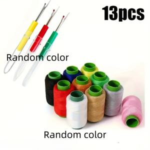 TEMU 13개 세트 (재봉실, 실 끊기) - 컬러풀 폴리에스터 실 재봉틀, 의류 수리, DIY 공예, 홈 텍스타일, 재봉 도구, 합성 직물에 적합한 고급 재봉실, 자수 기계, 산업용 재봉틀용 실, 나일론 재봉 공예용 실, 청바지 재봉용 실, 자수실, 카키 재봉실, 공예용 실, 재봉실 풀박스, 청바지 재봉실, 패션 , 전문 재단사용