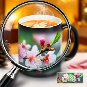 TEMU 벚꽃 색상 변환 머그, 11oz 세라믹 커피 컵, 열 활성화 신기한 여성, 친구, 가족, 집 및 주방 장식 선물, 세라믹 머그, 커피 컵