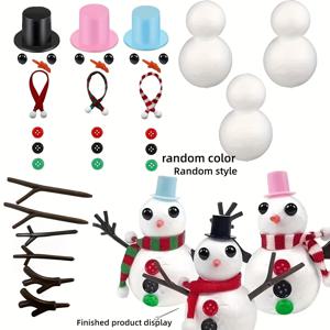 TEMU 33개 크리스마스 눈 조각 키트 - 축제 분위기의 폼 눈인형 액세서리, 파티 장식에 적합, 모자, 스카프, 장식품 포함, 실내 및 실외 크리스마스 장식에 이상적, 폼 볼 및 폼 모양 공예품.