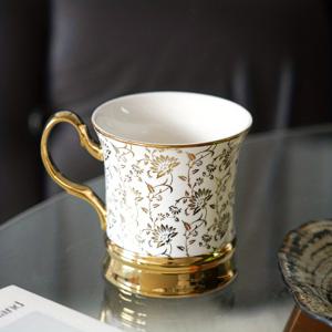 TEMU 골드 트림 우아한 플로럴 세라믹 머그컵 - 커피 & 티컵, 다용도 핫/음료용기, 여성, 어머니, 선생님을 위한 선물 (세라믹 티/커피컵) - 스타일리시한 오피스 또는 특별한 날에 어울림